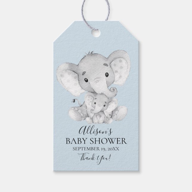 Étiquettes-cadeau Balise Cadeau Faveur Baby shower éléphant (Devant)