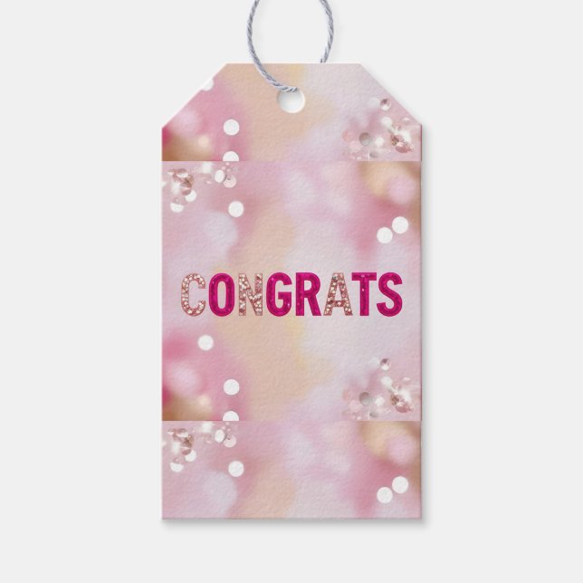 Étiquettes-cadeau Balise cadeau "Félicitations" de Glam rose (Devant)