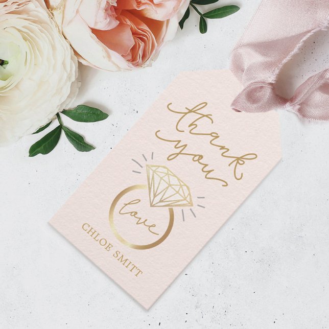 Étiquettes-cadeau Balise cadeau Fête des mariées, Anneau Diamant Chi (Créateur téléchargé)