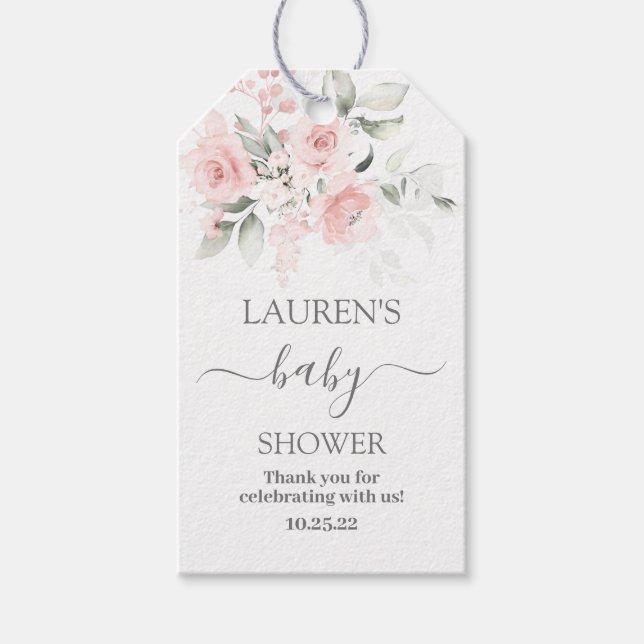 Étiquettes-cadeau Balise cadeau fille Baby shower rose pâle (Devant)