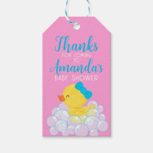 Étiquettes-cadeau Balise cadeau Fille Rose en caoutchouc Canard Favo