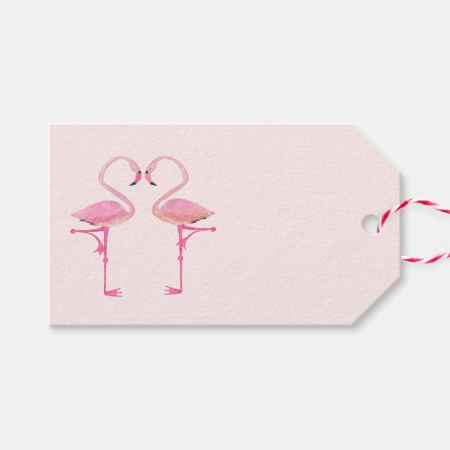 Étiquettes-cadeau Balise cadeau flamants roses (Devant (Horizontal))