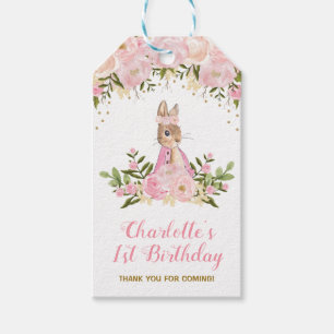 Étiquettes-cadeau Balise Cadeau Fleur Rose lapin Anniversaire Favori