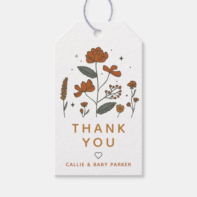 Étiquettes-cadeau Balise cadeau Fleur sauvage Boho (Devant)