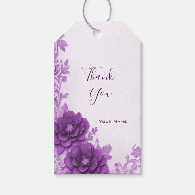 Étiquettes-cadeau Balise Cadeau Fleurie de fleurs violettes (Devant)