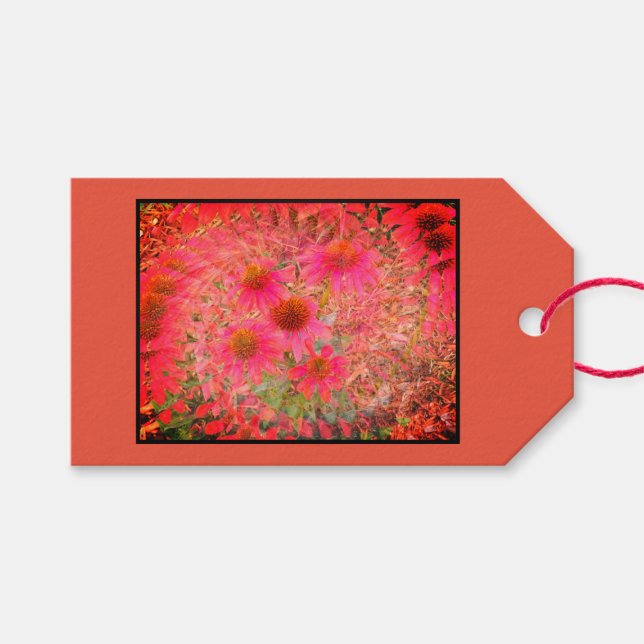 Étiquettes-cadeau Balise cadeau Fleurs fractales (Devant (Horizontal))