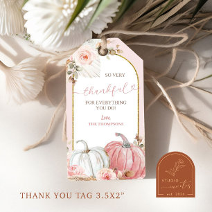 Étiquettes-cadeau Balise cadeau Floral Citrouille rose