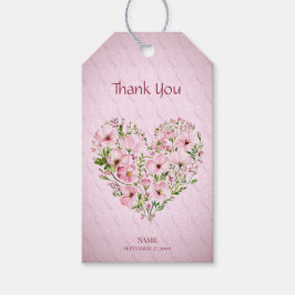 Étiquettes-cadeau Balise Cadeau Floral Coeur rose