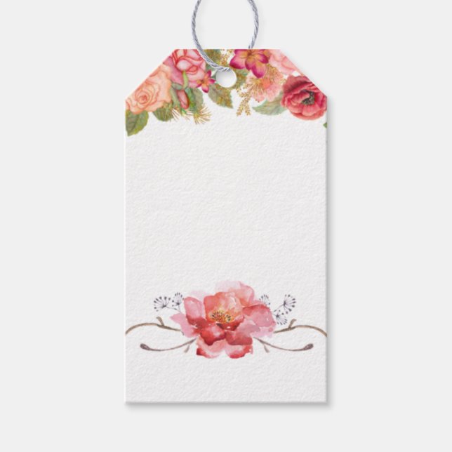 Étiquettes-cadeau Balise Cadeau Floral Orange, Texte Personnalisable (Devant)