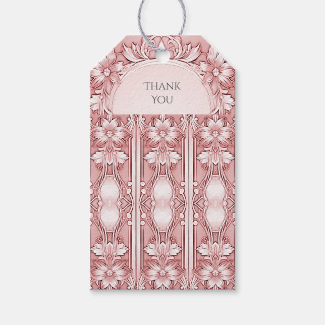 Étiquettes-cadeau Balise Cadeau Floral Rose (Devant)
