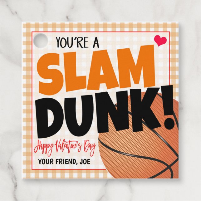 Étiquettes Cadeau Balise cadeau garçon Valentines de basket (Devant)