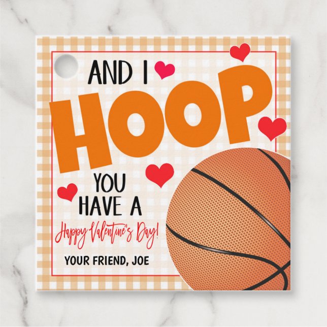 Étiquettes Cadeau Balise cadeau garçon Valentines de basket (Devant)