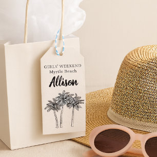 Étiquettes-cadeau Balise cadeau Girls Weekend Black & Ivory Palm Tre