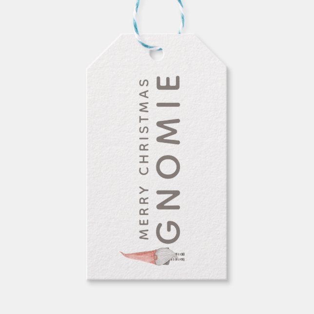 Étiquettes-cadeau Balise cadeau Gnomie de Noël Joyeux (Devant)