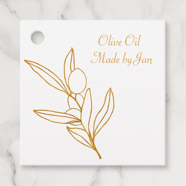 Étiquettes Cadeau Balise cadeau Gold Olive Branch (Devant)