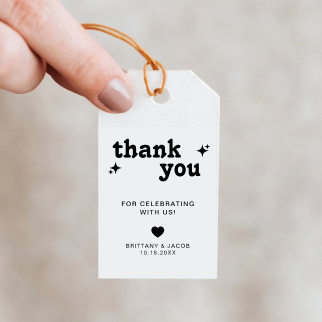 Étiquettes-cadeau Balise cadeau Gras Retro Mariage Merci (Créateur téléchargé)