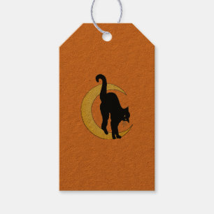 Étiquettes-cadeau Balise cadeau Halloween Chat noir et Cresent Moon
