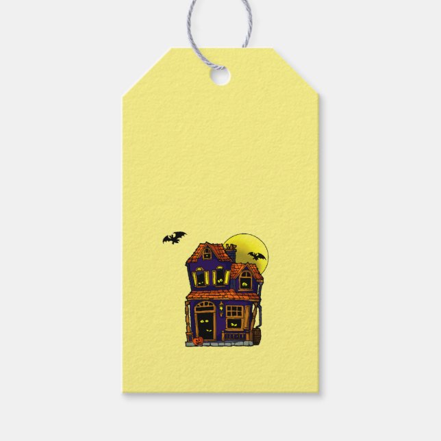 Étiquettes-cadeau Balise cadeau Halloween Haunted House (Devant)