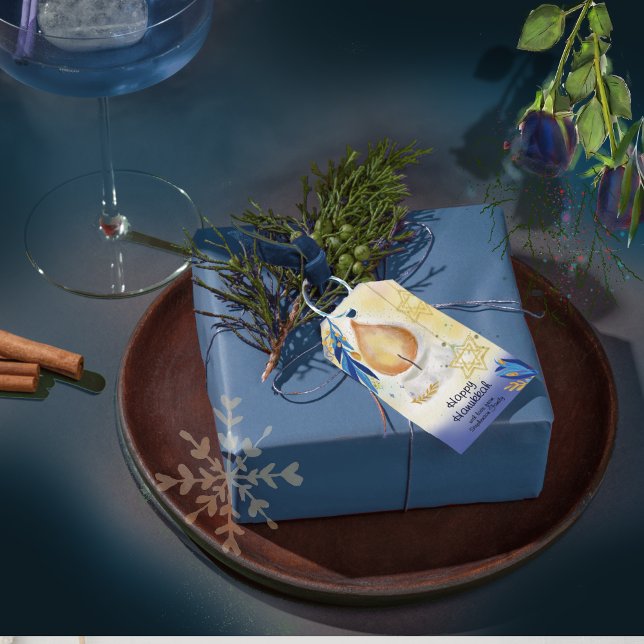 Étiquettes-cadeau Balise cadeau Hanoukka (Light Candles Watercolor Hanukkah Gift Tag)