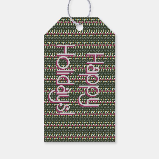 Étiquettes-cadeau Balise cadeau Happy Holidays avec design (Devant)
