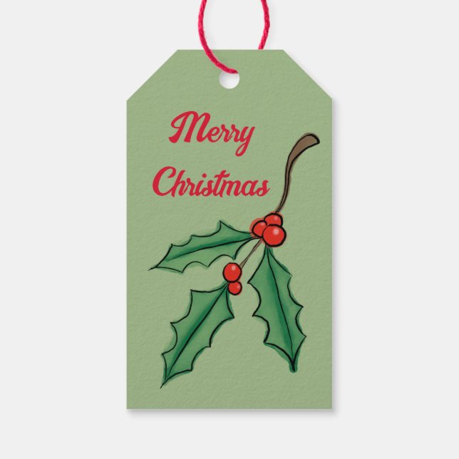 Étiquettes-cadeau Balise cadeau Holly de Noël personnalisé (Dos)