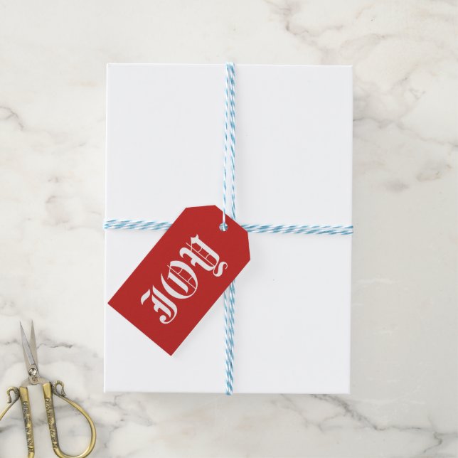 Étiquettes-cadeau Balise cadeau Joy on Red Arrière - plan (Avec de laficelle)