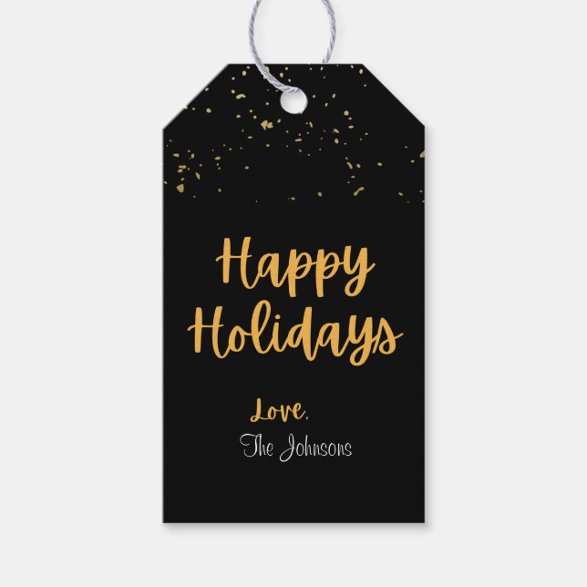Étiquettes-cadeau Balise Cadeau Joyeux Black & Gold (Devant)