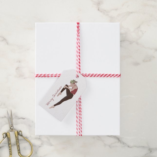 Étiquettes-cadeau Balise cadeau Joyeux Pilates de Noël (With Twine)