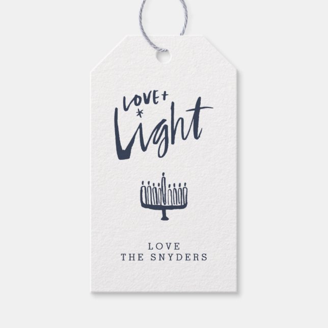 Étiquettes-cadeau Balise cadeau Love + Light Hanoukka - Dark (Devant)