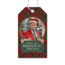 Balise cadeau MAGA Christmas Tartan Plaid Trump