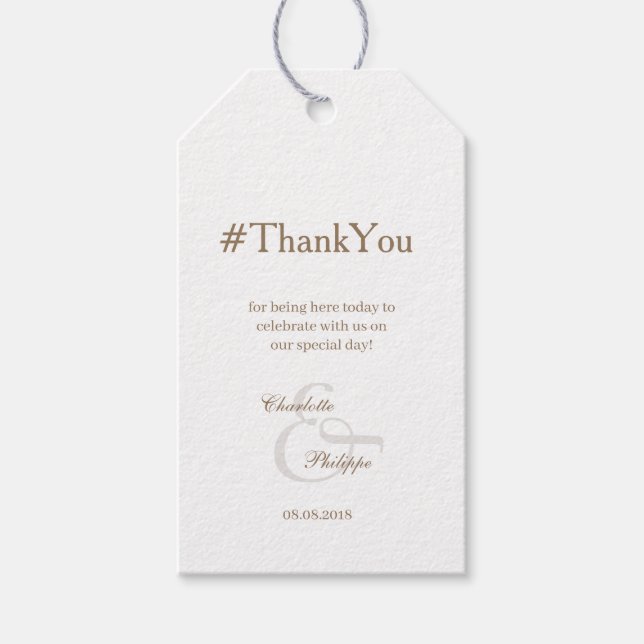 Étiquettes-cadeau Balise-cadeau Mariage blanc d'esperluette (Devant)
