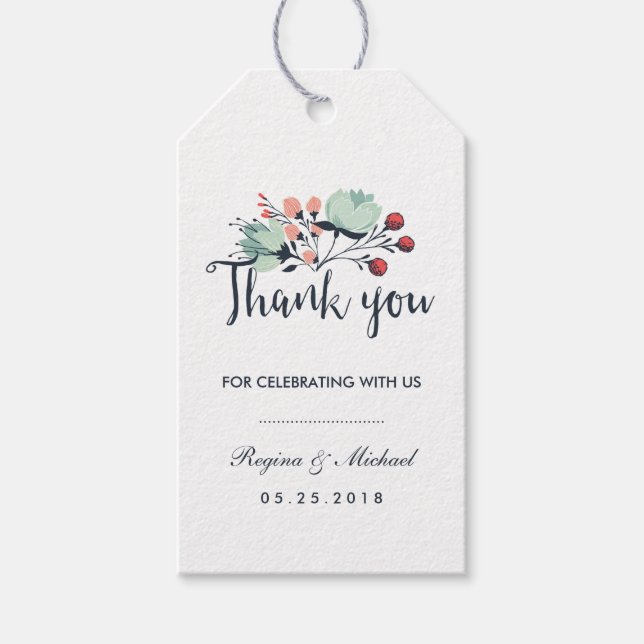 Étiquettes-cadeau Balise cadeau Mariage bleu blanc (Devant)