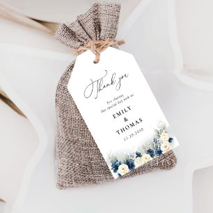 Étiquettes-cadeau Balise cadeau Mariage bleu et blanc Marine