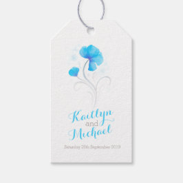 Étiquettes-cadeau Balise cadeau mariage bleu tourbillon de fleurs d'