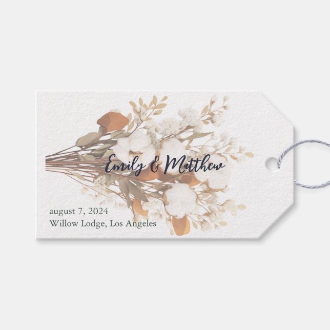 Étiquettes-cadeau Balise cadeau Mariage Boho rustique (Devant (Horizontal))