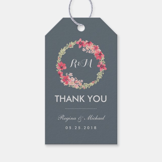 Étiquettes-cadeau Balise cadeau Mariage de Merci rose gris (Devant)