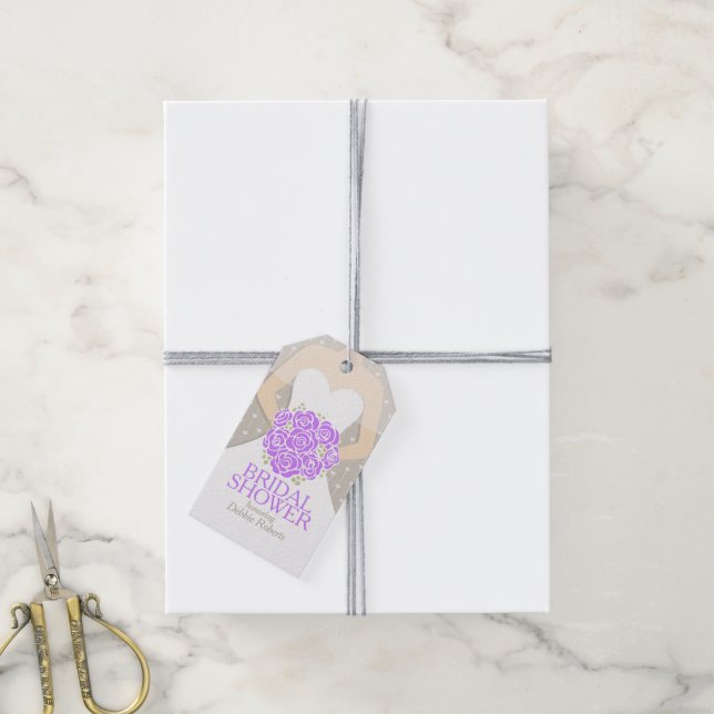 Étiquettes-cadeau Balise cadeau mariage de répétition violet de douc (Avec de la ficelle)