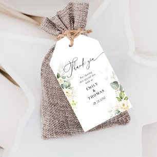 Étiquettes-cadeau Balise cadeau Mariage de Roses blanches vertes