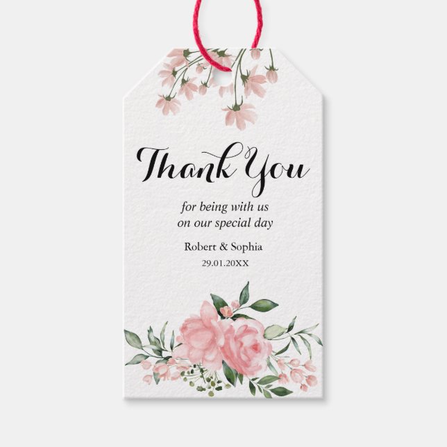 Étiquettes-cadeau Balise cadeau Mariage en fleur rose vierge (Devant)