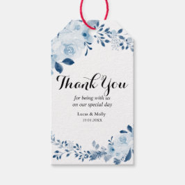 Étiquettes-cadeau Balise cadeau Mariage Floral bleu français moderne