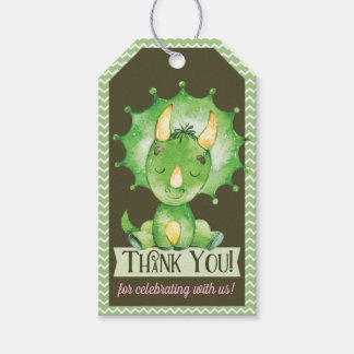 Étiquettes-cadeau Balise cadeau Merci Baby shower Dinosaur Vert