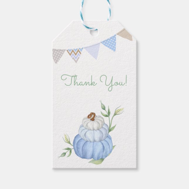 Étiquettes-cadeau Balise Cadeau Merci Citrouille petit bleu (Devant)
