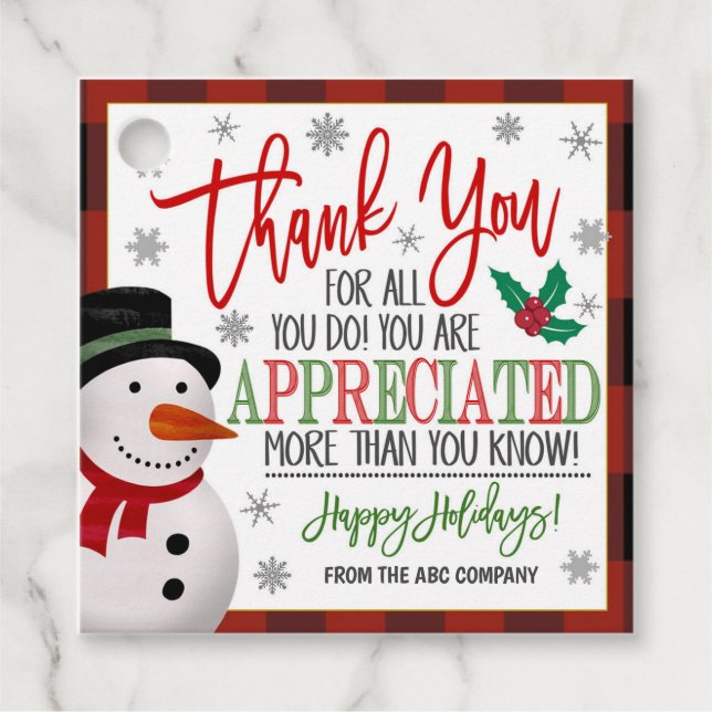 Étiquettes Cadeau Balise Cadeau Merci de Noël (Devant)
