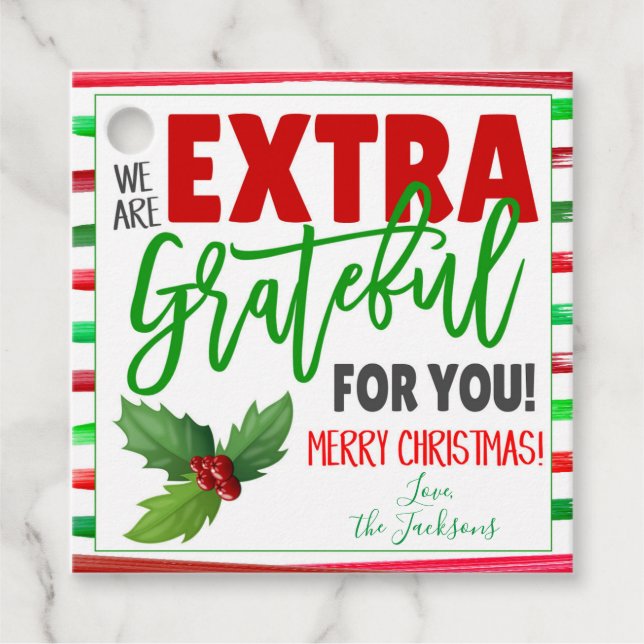 Étiquettes Cadeau Balise Cadeau Merci de Noël (Devant)