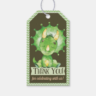 Étiquettes-cadeau Balise cadeau Merci Dinosaur Baby shower vert