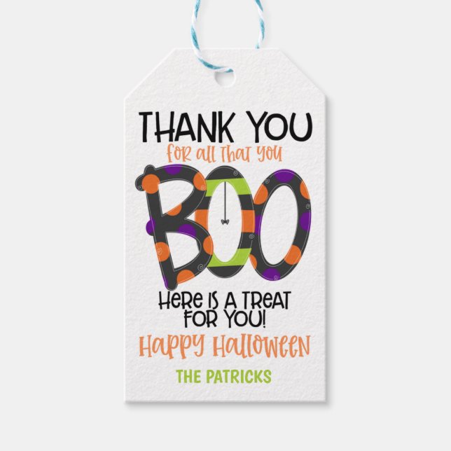 Étiquettes-cadeau Balise cadeau Merci Halloween (Devant)