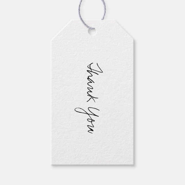 Étiquettes-cadeau Balise cadeau Merci Kraft en noir Script (Devant)