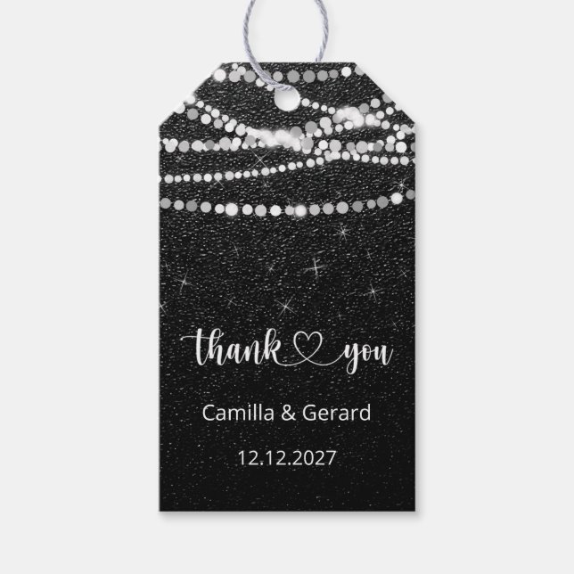 Étiquettes-cadeau Balise cadeau Merci noir blanc (Devant)