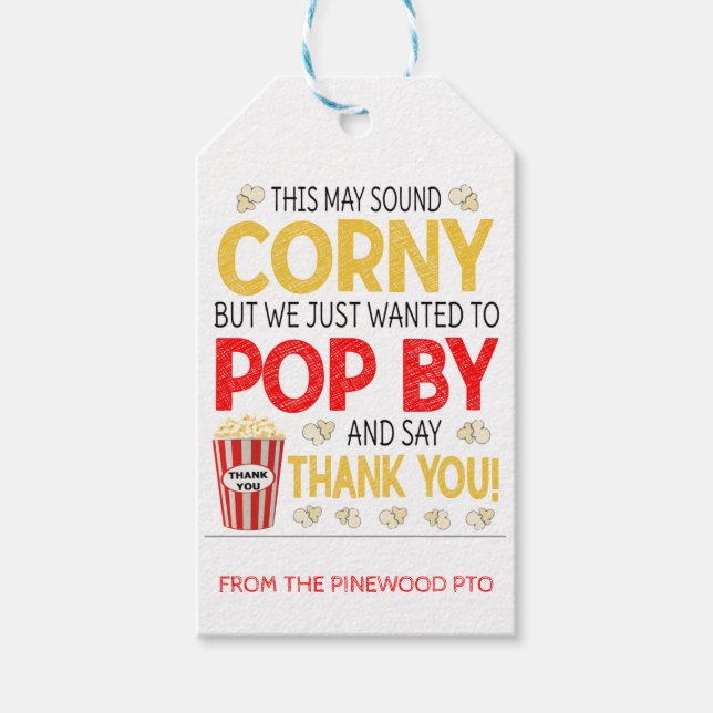 Étiquettes-cadeau Balise cadeau Merci Popcorn (Devant)