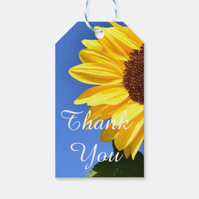 Étiquettes-cadeau Balise cadeau Merci tournesol (Devant)